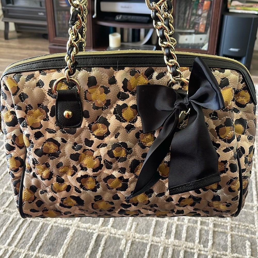 Betsy Johnson Quilted Purse animal print chain handles new no tags